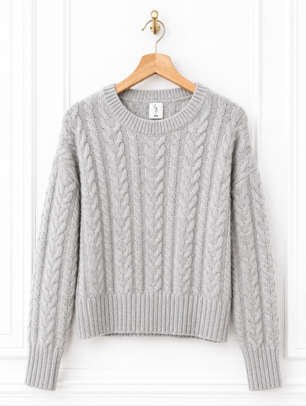 Joie Soft Cozy Gray Cable Knit Sweater Size Small Quiet Luxury Crewneck - Picture 5 of 10